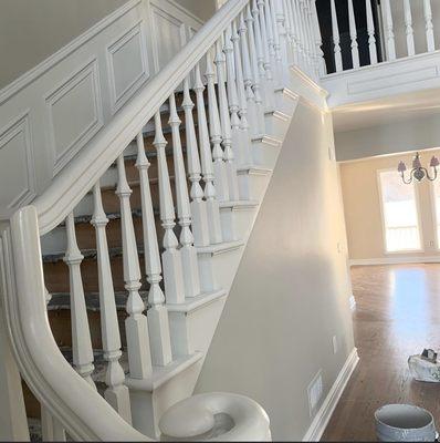 Staircase painting project semi gloss white