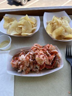 Chips were stale but the lobster was good, no side lemon which would have been nice.