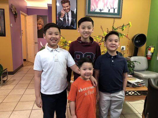 4 boy get hair cut