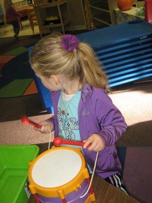 Exploring with instruments... practicing counting, rhythm, and just having fun!