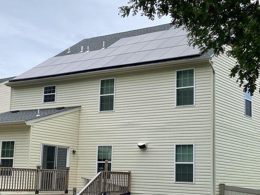 Solar panels on the back of my house after my new roof was installed