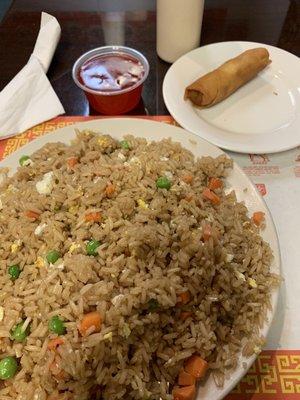 Fried rice with spring roll