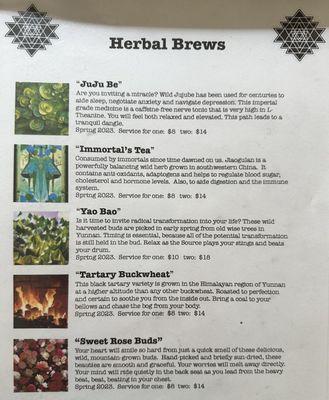 Herbal Brews menu