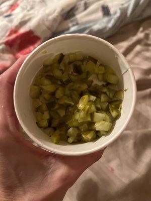 This is my extra pickle spears. They gave me a fork to eat this with. Who does that?