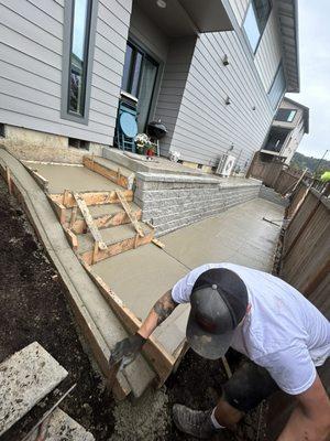 Steps poured