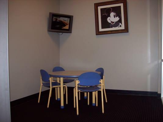 There is also a kids area attached to the lounge, with a separate "Cartoons Only" TV.