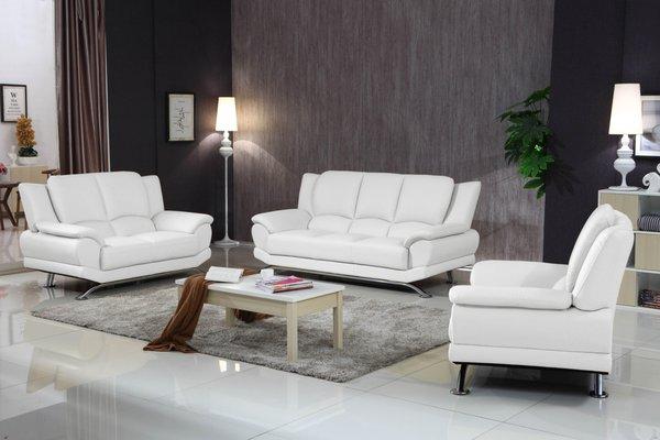 Milano Leather Sofa Set in White