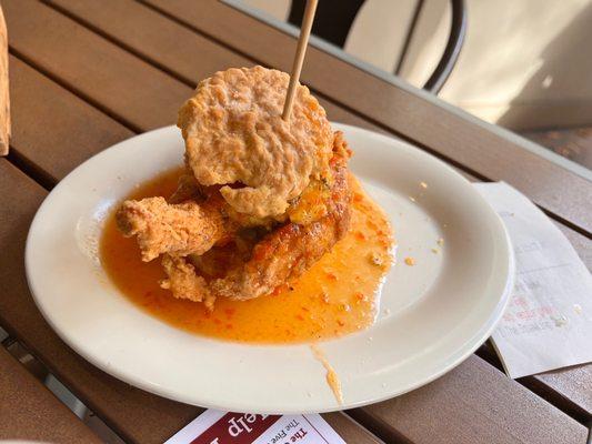 Fried chicken biscuit with pepper jelly