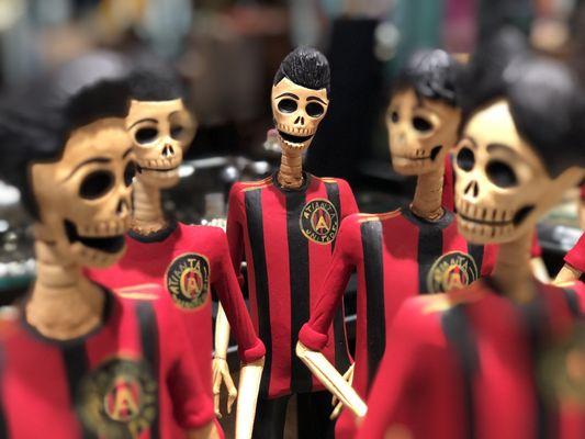 Ceramic Day of the Dead "catrines" from Michoacan artist, Erik Fuentes. Go Atlanta United!