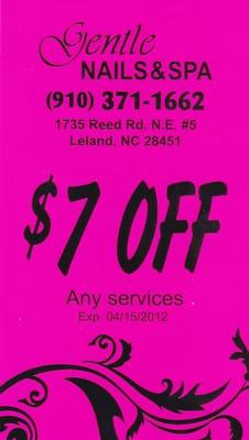 Gentle Nails Grand Re-opening Coupon.