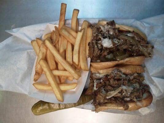 Cheese Steak and Fries