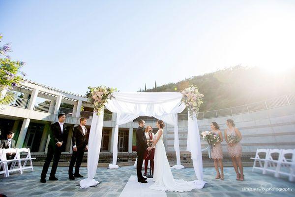 I loved the chuppah that we rented from Spirea! Photo credit: Simply Two Photography. Venue: Skirball Cultural Center