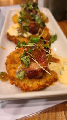 Southern BLT (Fried green tomatoes with sweet glazed bacon)