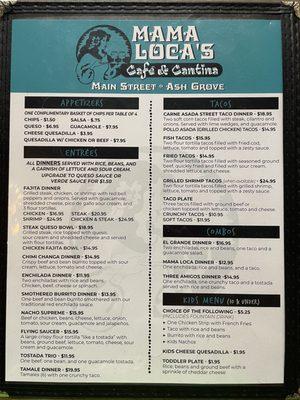 New menu front