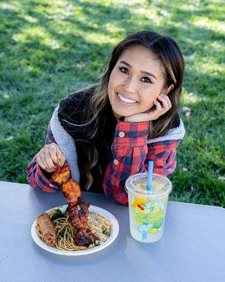 Chinese BBQ Chicken Skewer and Lemonade