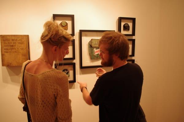 Vertical Gallery, Second Chance Group Show, June 2013, customers viewing work by My Dog Sighs