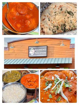 Full of aroma and "shrimply delicious". Shrimp Vindaloo, Garlic Naan, Spicy Shrimp Saag and Mild Shrimp Tikka Masala.