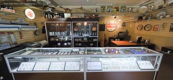 Coin Shop front view inside the store Apex Gold Silver Coin