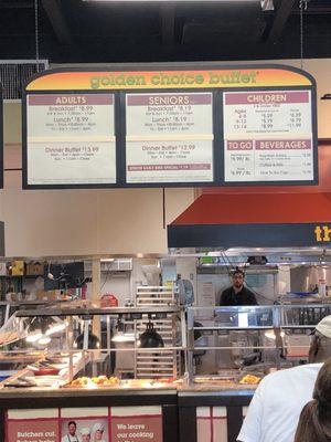 Prices for Golden Corral. It also shows the hot bar offered here.