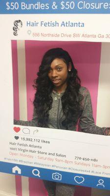 Customer wearing virgin bundles