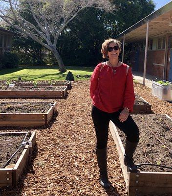 Susan at Pacheco Elementary School at garden we sponsored with One Cool Earth