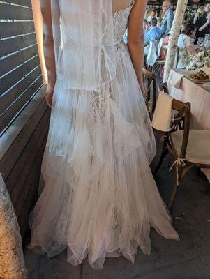 Two layer bustle of my daughter's wedding dress