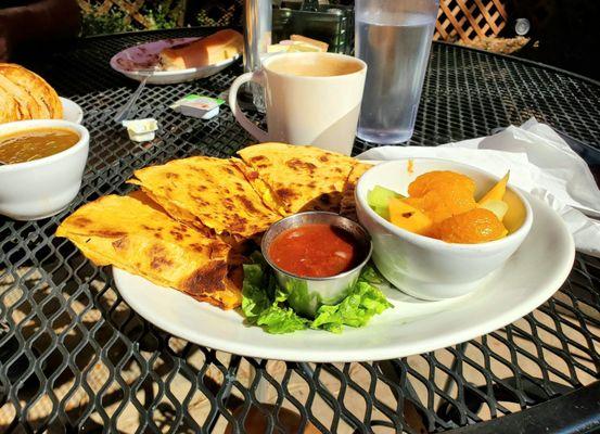 Quesadilla with pork green chile