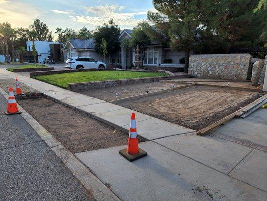 Preparing area for concrete.