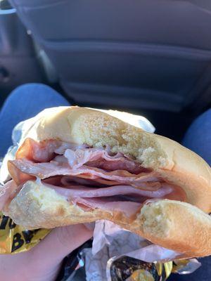 Hot Ham and Cheese sandwich