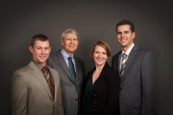 From left to right:  Dr. Allen Johnson, Dr. Roger Kiesling, Dr. Ingrid McLellan, and Dr. Brandon Kiesling.