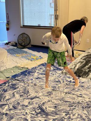 The kids loved the shaving cream gym!