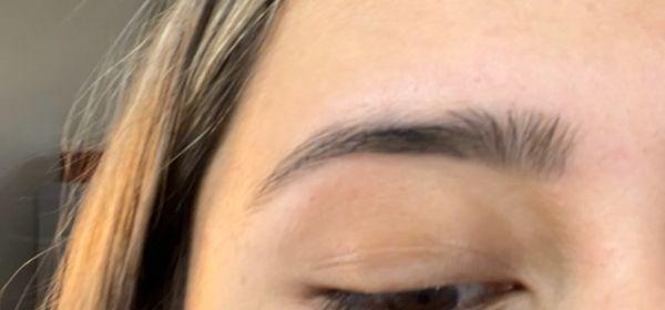 this was my left eyebrow before I cut the front she threaded off the whole top of my eyebrow excluding the front of it.