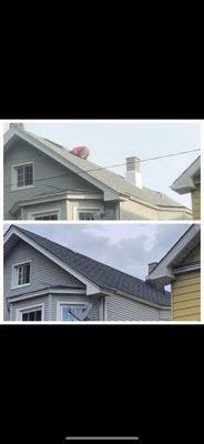 New shingle roof before and after