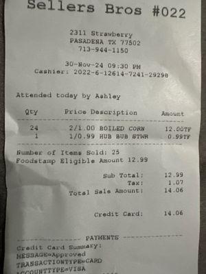 The corn receipt