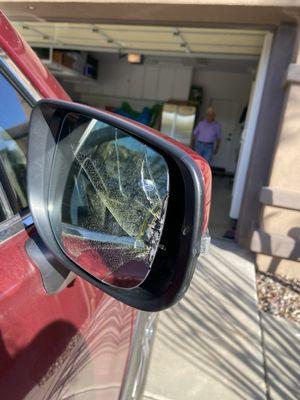 Broken side view mirror