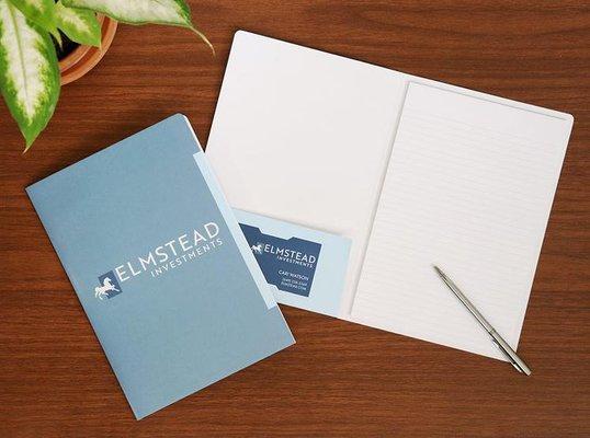 Notepad folio with full-color printed personalization. Perfect for meeting new clients, trade show giveaways, and campus orientation.