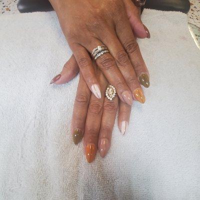 Apre gel nails with gel polish and art design