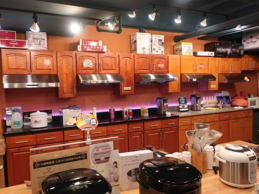 Nice range hood selection on display.