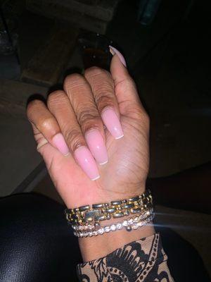 Dip powder on natural nails done by Cyndy