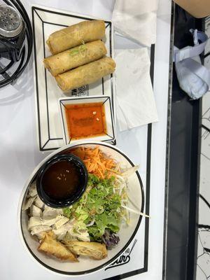 Vermicelli cold dish and Lao egg rolls