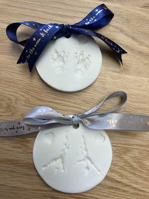 Paw prints of Guinea pig and bird.