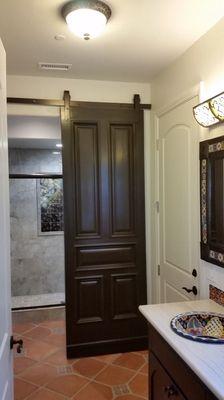 Custom bath remodel barn door