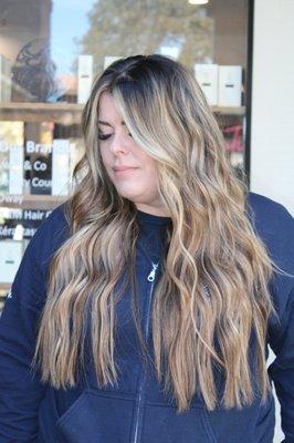 Balayage and two rows of extensions.