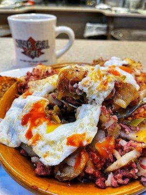 Beer Braised Corned Beef Hash & Eggs