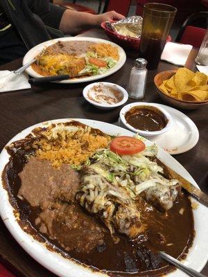 Mole enchiladas and Chile Relleno.