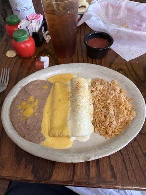 One cheese & one sour cream enchilada