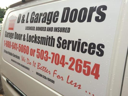 D&L Garage Doors Call today for a FREE quote  (503) 436-5572