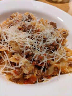 Homemade farfalle pasta made with Bulletproof Sauce.