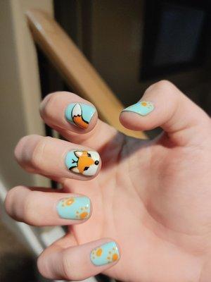 Fox themed nail art