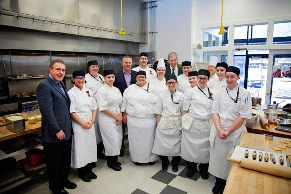 Pastry students with Michel Escoffier, the great grandson of Auguste Escoffier.